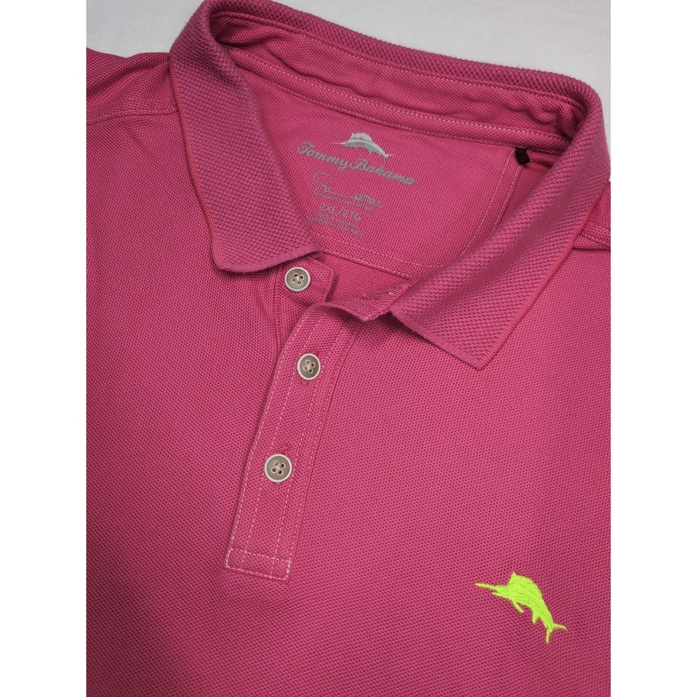Tommy Bahama Mens 2XL Dark Pink Short Sleeve Golf Polo Shirt Casual Resort